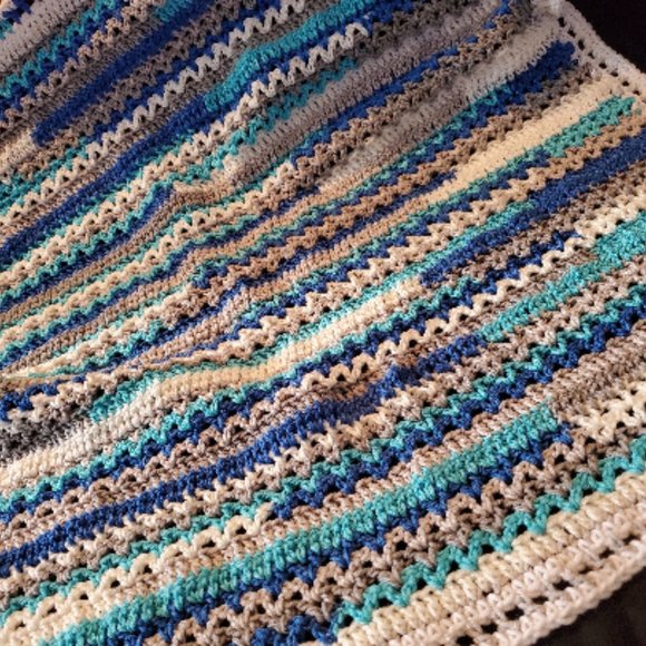 Crochet Calming Stripes Baby Blanket/New - Picture 2 of 5